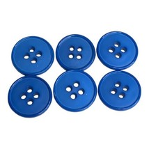 Lot 6 Medium Buttons Vintage Dark Blue 19 mm Diameter 4 Hole Flat - $4.95