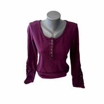 Women&#39;s Venus Burgundy Wine Henley Size Small Lace Sleeves - £9.32 GBP