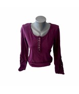 Women&#39;s Venus Burgundy Wine Henley Size Small Lace Sleeves - £9.32 GBP