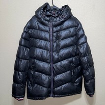 Tommy Hilfiger Men&#39;s Midweight Chevron Quilted Perform Hooded Jacket BLA... - $214.77
