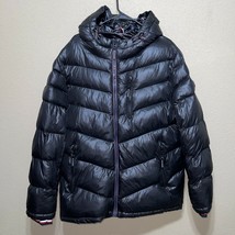 Tommy Hilfiger Men&#39;s Midweight Chevron Quilted Perform Hooded Jacket BLA... - $102.47
