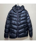 Tommy Hilfiger Men&#39;s Midweight Chevron Quilted Perform Hooded Jacket BLA... - $96.49