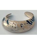 Vintage Genuine Shell Carved Asymmetrical Mother of Pearl Bracelet Bangle - $81.22 CAD