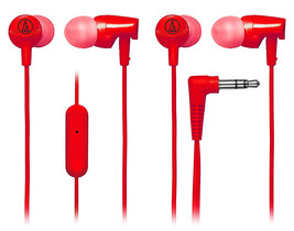 Audio-Technica In-Ear Headphones with In-line Mic &amp; Control (Red) - $29.99