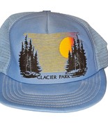 80s Glacier National Park Foam Trucker Hat Nature Montana Snapback USA Blue - £22.27 GBP