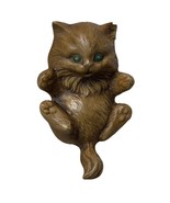 Vintage Gare Playful Persian Cat Figurine Brown Ceramic Green Eyes HTF C... - $459.27 MXN