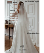 2 tiers shimmer edge ivory bridal veil for bride 90/110 cm (35'' /43'') - $35.13