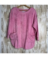 Leisure Life Terry Cloth Vintage USA Tunic Top Shirt Pink Size L Shoulde... - $41.01 CAD
