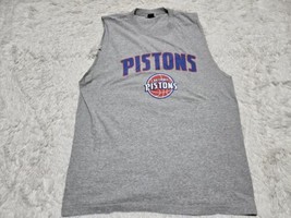 Detroit Pistons NBA Mens Sleeveless Graphic Logo XL Shirt NBA Basketball Gray - £8.99 GBP