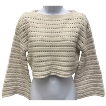 LoveStitch Womens S White Cream Thick Knit Sweater Bell Sleeves Long Crop  - $23.74