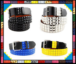 Mens Womens 3Rows Metal Pyramid Studded Leather Belt Punk Rock Goth Emo ... - £3.95 GBP+