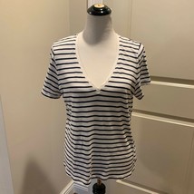 NWOT MADEWELL White Blue Striped Cotton Short Sleeve T-shirt SZ L - $645.87 MXN