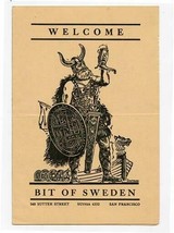 Bit of Sweden Smorgasbord Menu Sutter Street San Francisco California 1940&#39;s - £29.66 GBP