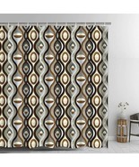 Espresso Morocco Geometric Art Fabric Shower Curtain, With Hooks Modern,... - £13.92 GBP