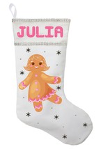 Gingerbread Girl Christmas Stocking - Personalized and Hand Made Gingerb... - £25.94 GBP