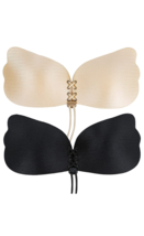 Adhesive Bra Silicone Sticky Bra Strapless Reusable 2 Pack 1 Beige, 1 Black NEW - £11.73 GBP