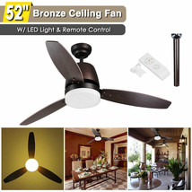 52" Ceiling Fan With 3 Colors Led Light Remote Control Cooling Breeze Home Cafe - £131.49 GBP