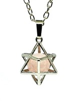 Merkaba Pendant Necklace Rose Quartz Gemstone Ball Chariot Sacred Geometry - £7.18 GBP