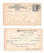 UX5 Utica NY 1878 Fancy Cancel Radial Wedges Pre-printed John P Vidvard ... - £8.00 GBP