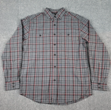 Wolverine Shirt Men Med Gray Red Plaid Long Sleeve Cotton Button-Up Casual - £11.57 GBP