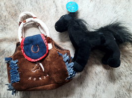 Plush Pony Purse!  Great for Kids!  Brown plush purse with Black Horse Plush image 3
