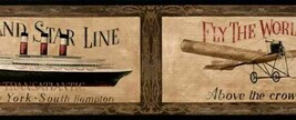 Antique Airplane and Ship Wallpaper Border AW0590B York - £13.14 GBP