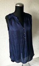 H &amp; M Navy Blue Gold Buttons V-Neck Sleeveless Tank Top - Women&#39;s S - £11.25 GBP