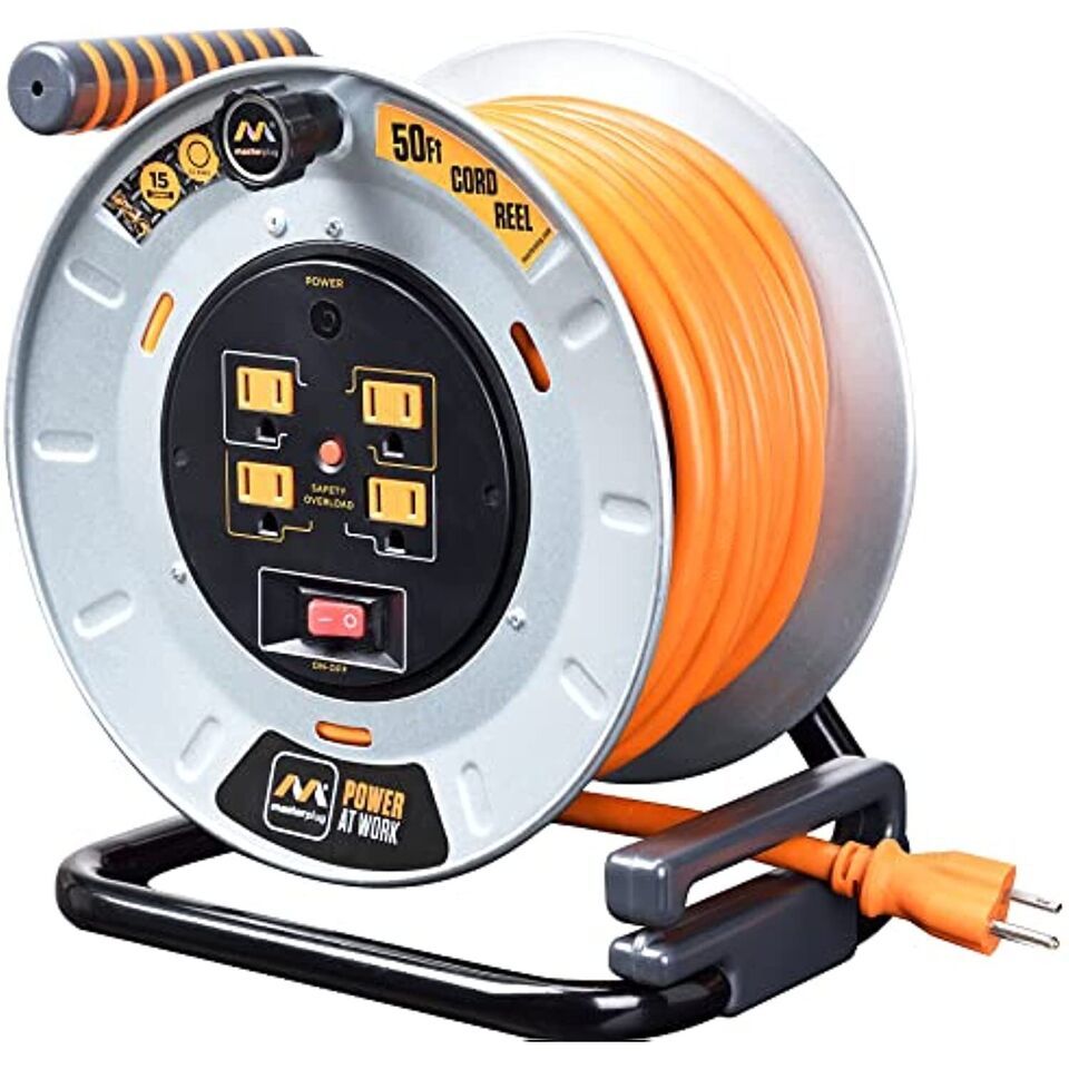 Masterplug Power At Work Metal Steel Drum with Four Powered Outlets, Ope... - $110.01