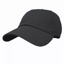 Black Plain Adjustable Washed Cotton Polo Style Baseball Cap Dad Hat  - £16.43 GBP