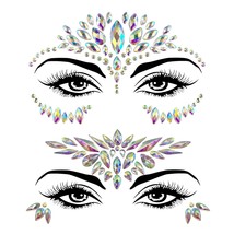 2 Packs Face Jewels Face Gems Mermaid Glitter Rhinestone Crystal Stickers Waterp - £16.48 GBP