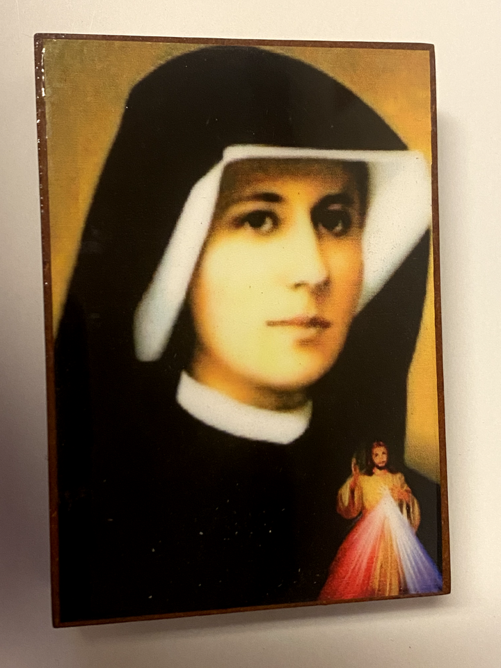 Saint Sister Faustina Wood Rosary Box with Rosary, New from Colombia #L031