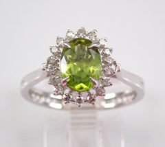 2.30 Ct Oval Cut Lab-Created Peridot Halo Engagement Ring In 925 Sterling Silver - £91.80 GBP