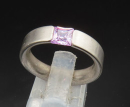 925 Silver - Vintage Princess Cut Purple Cubic Zirconia Band Ring Sz 7 - RG24930 - £26.58 GBP