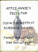 Apple Annie&#39;s Deli &amp; Pub Menu Florence South Carolina - $17.82