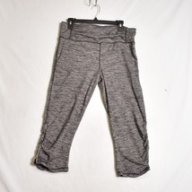 Women&#39;s Capri Leggings Size Large Merl Heather Grey Leg Zip - $23.74 CAD