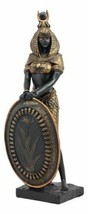 Ebros Egyptian Theme Isis Holding Shield Bronzed Resin Statue Sculpture Figurine - £35.96 GBP