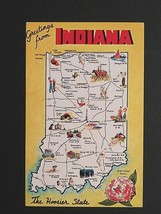 Indiana IN State Map Large Letter Greetings Dexter Press c1960s UNP Postcard (b) - £3.96 GBP