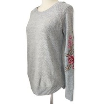 Cloud Chaser Floral Embroidered Sweater S Sleeve Cottagecore Pullover Nubby Knit - £15.54 GBP