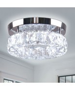 9.8&quot; Crystal Flush Mount Ceiling Light Fixtures LED Round Mini Chandelie... - $38.60