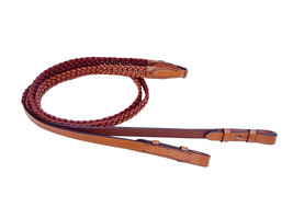 60&quot; Full Horse English Braided Genuine Tan Leather Reins 805LR30TN-60 - $32.66