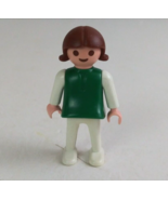 1981 Geobra Playmobile Children Girl In Green Dress 2&quot; Toy Figure - $13.43 CAD