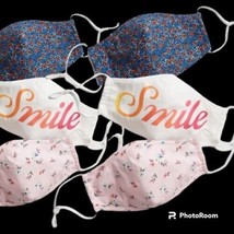 GAP Adult Smile Pink Blue Floral Contour Masks - 6 Face Coverings Masks - £12.29 GBP