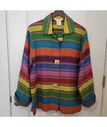 Vintage Norm Thompson Rainbow Striped Oversized Button Down Blazer/Jacke... - $40.51 CAD