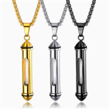 Stainless Steel Mini Glass Urn Pendant Necklace Cremation Memorial Ashes - £7.95 GBP