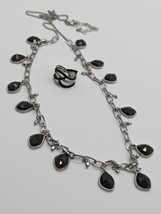 Sparkle ring and necklace set black and silver. Ring size 5 3/4 - £9.23 GBP