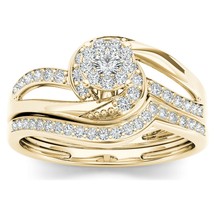 10K Yellow Gold 0.33CT TDW Diamond Composite Bridal Ring &amp; 1 Band - £367.69 GBP