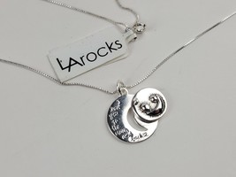 LA Rocks Sterling Silver I Love You To The Moon And Back Signed Pendant Necklace - £23.86 GBP