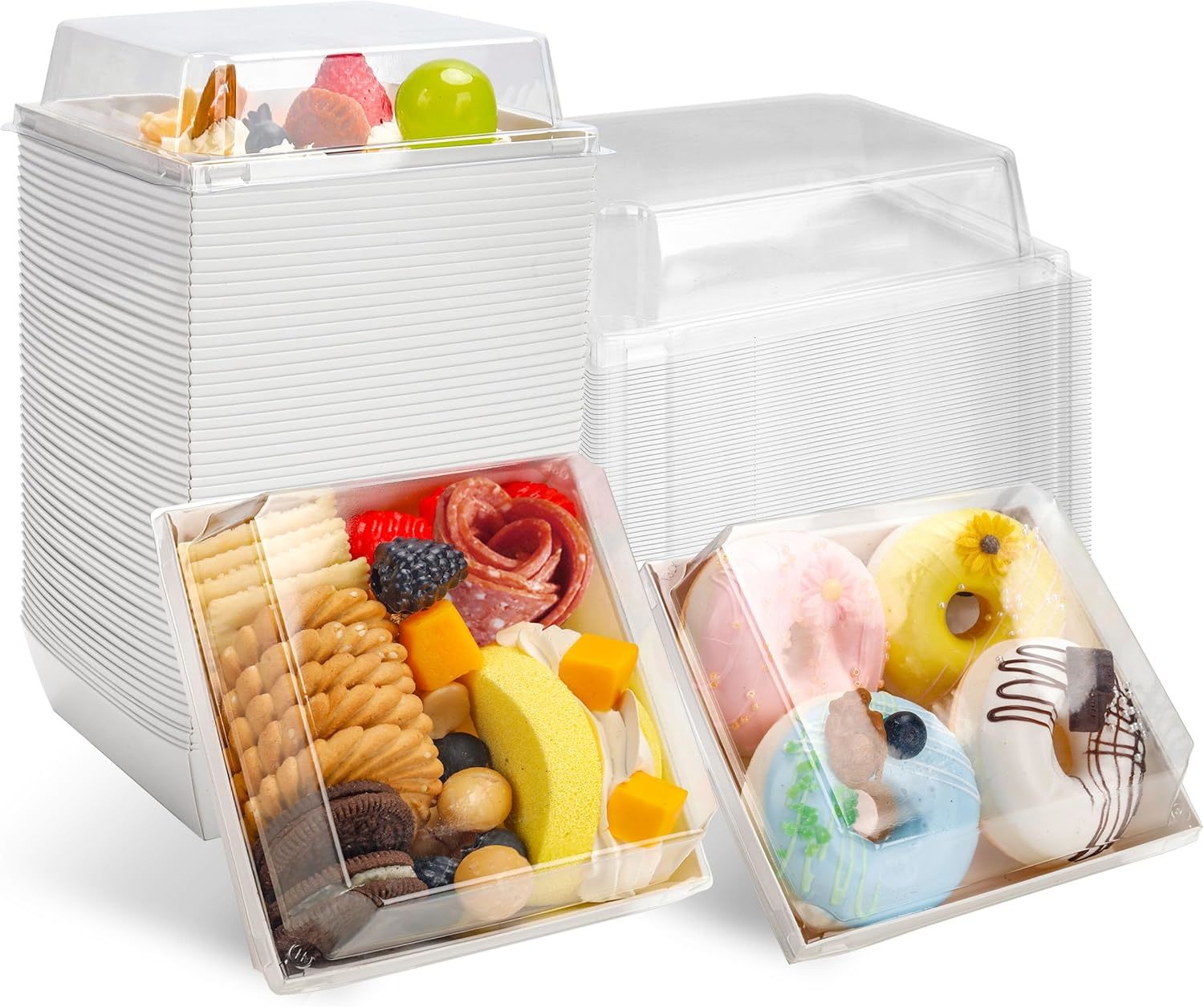 Small Charcuterie Boxes With Clear Lids Square Dessert Boxes To Go, 60 P... - $39.97