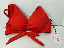 Shade &amp; Shore Red Bikini Swimsuit Top Size 32B Spandex and Polyester NEW - £7.79 GBP