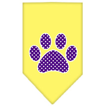 Purple Swiss Dot Paw Screen Print Bandana Yellow Size Large - £9.11 GBP